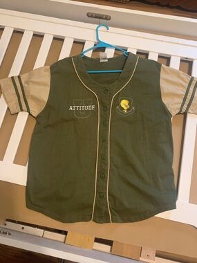 Warner Bros. Olive and Tan Button-Front Baseball Tee - Tweety Patch